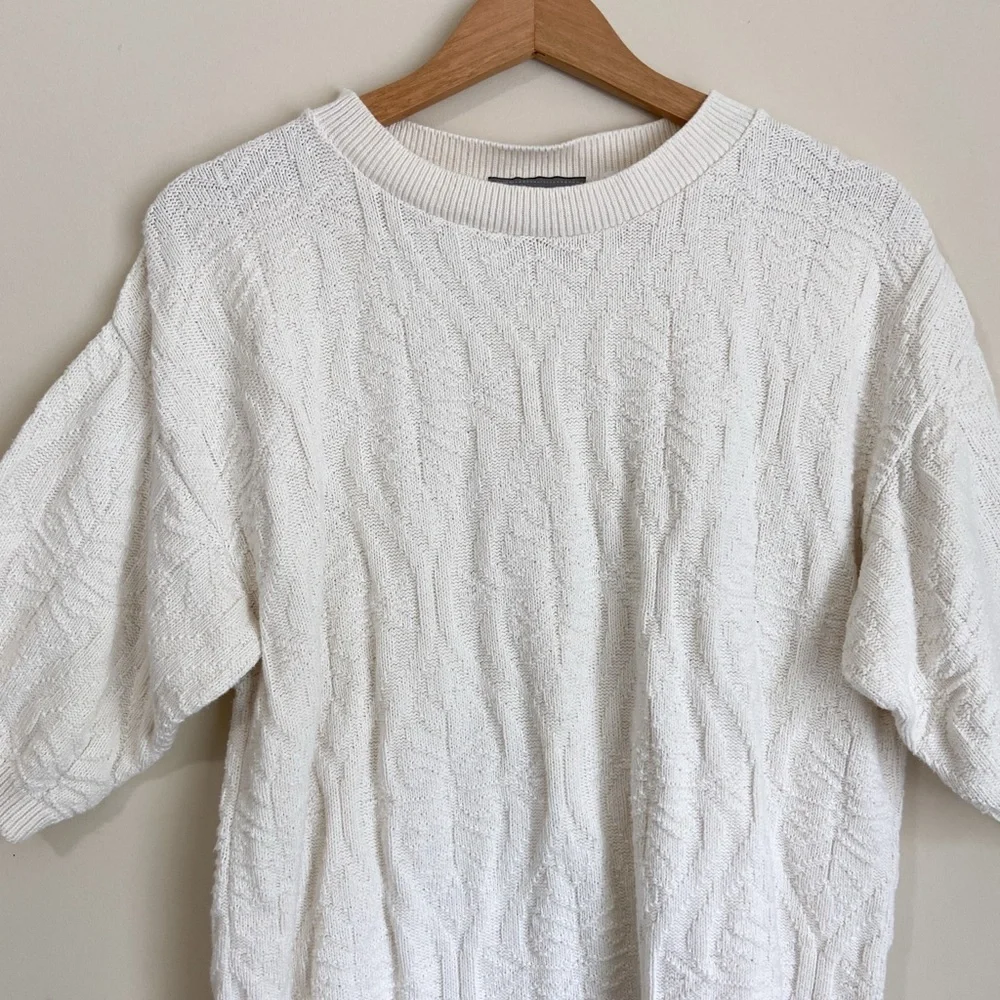 Oversized Vintage Liz Baker Essentials Ivory Textured Knit Top - Picture 6 of 7